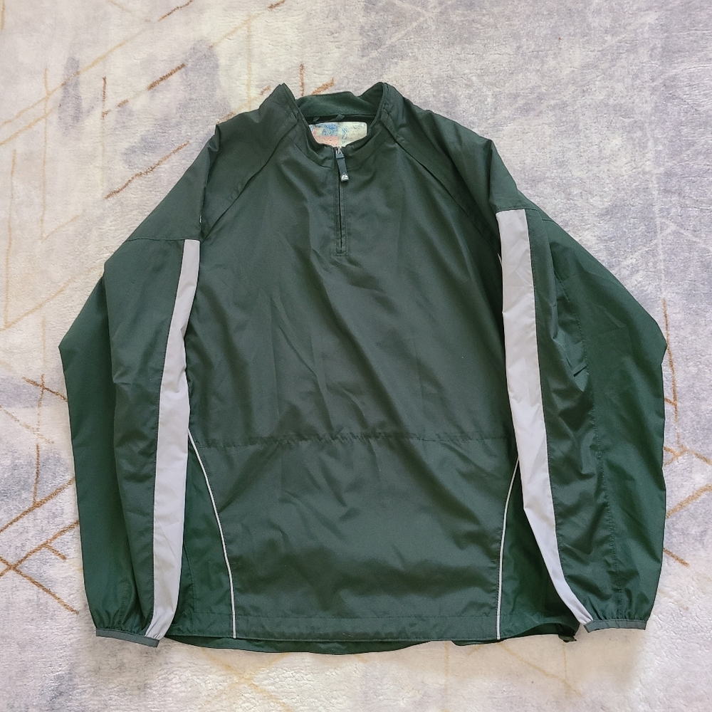 Majestic Athletic Adult Cool Base Convertible Gamer Jacket Windbreaker XL Green - Picture 2 of 12